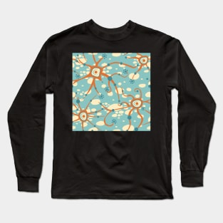 neural network - pattern orange on light blue Long Sleeve T-Shirt